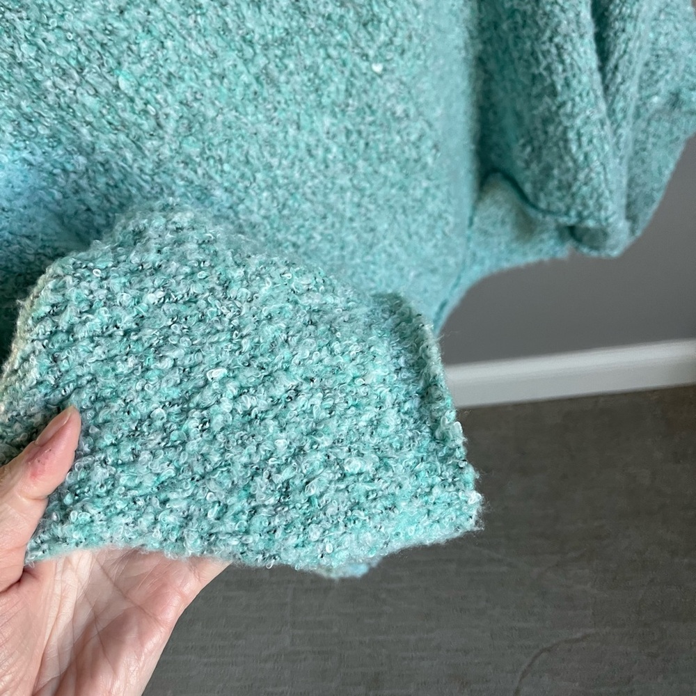 Free People Textured turquoise BFF Cowl Neck Sweater - Picture 3 of 7